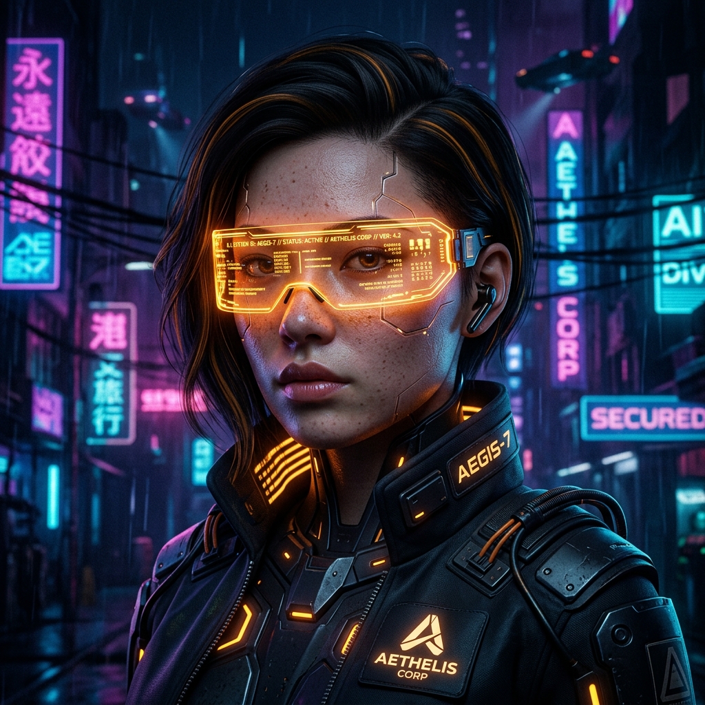 Ilustrasi potret bergaya futuristik
